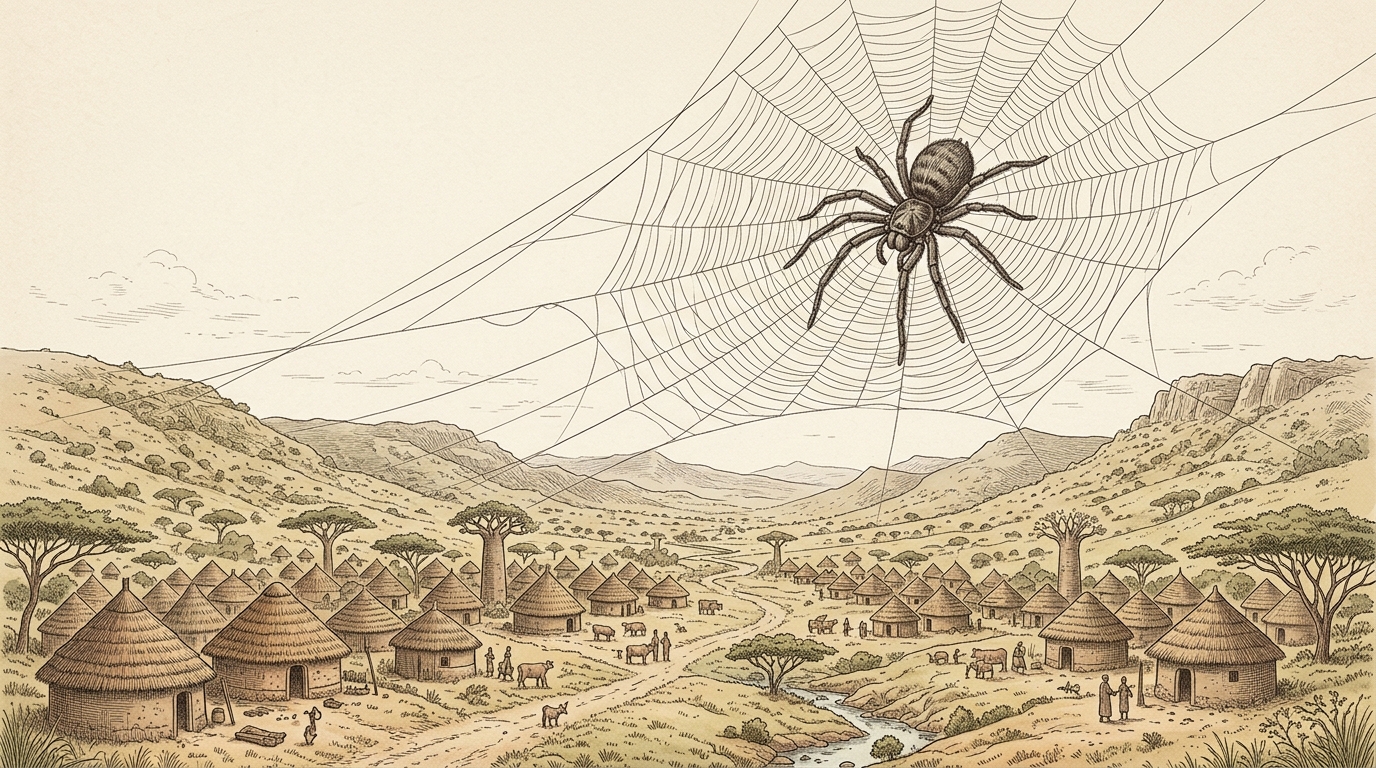 Spider web folklore illustration